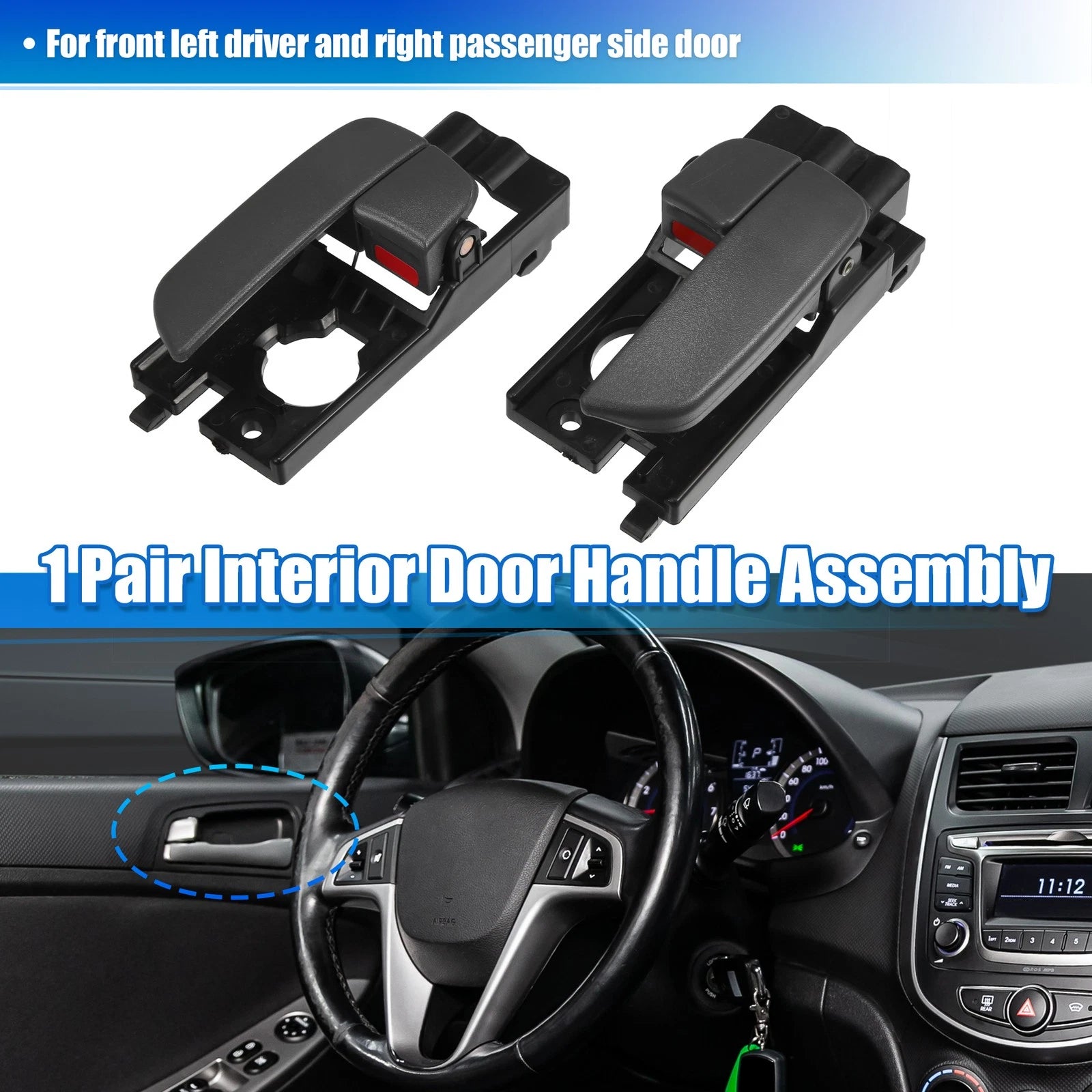 1 Pair Front Inner Door Handle for Hyundai Accent (2010–2017) 826101E000 826201E000