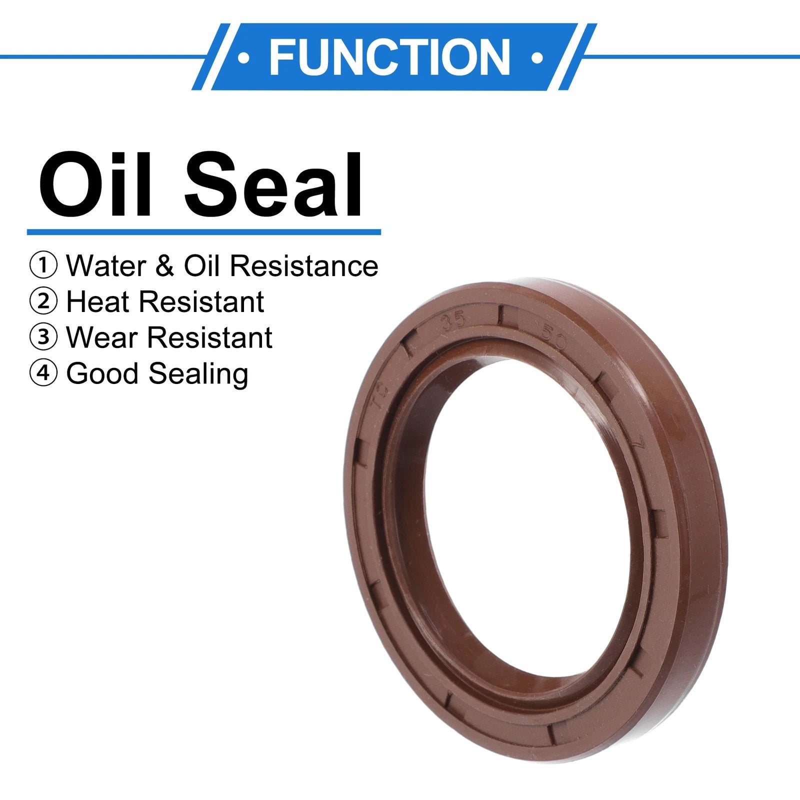 Set of 2 Oil Seal Rotary Shaft Seal FKM Rubber 35x50x7mm