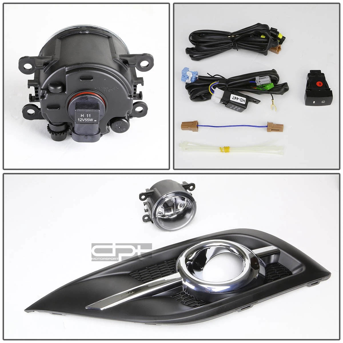 Fog Lights Set of 2 for Honda CR-V (2012–2014) OE Clear Lens + Bezels + Switch