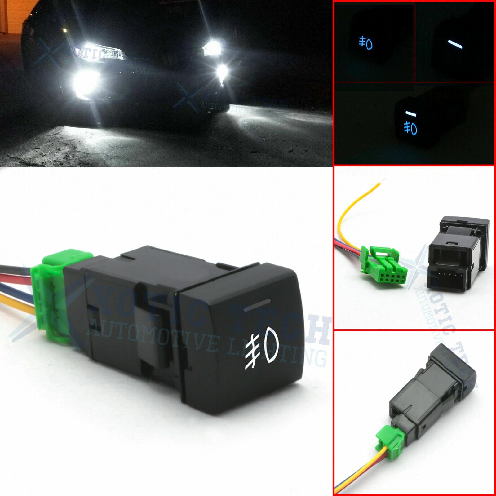 4-Pole 12V Push Button Switch with LED for Toyota Camry Corolla (2001–2024)