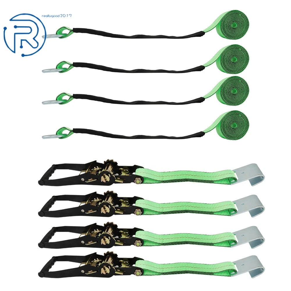 Set of 3 Tie Downs for Car with Flat Hooks