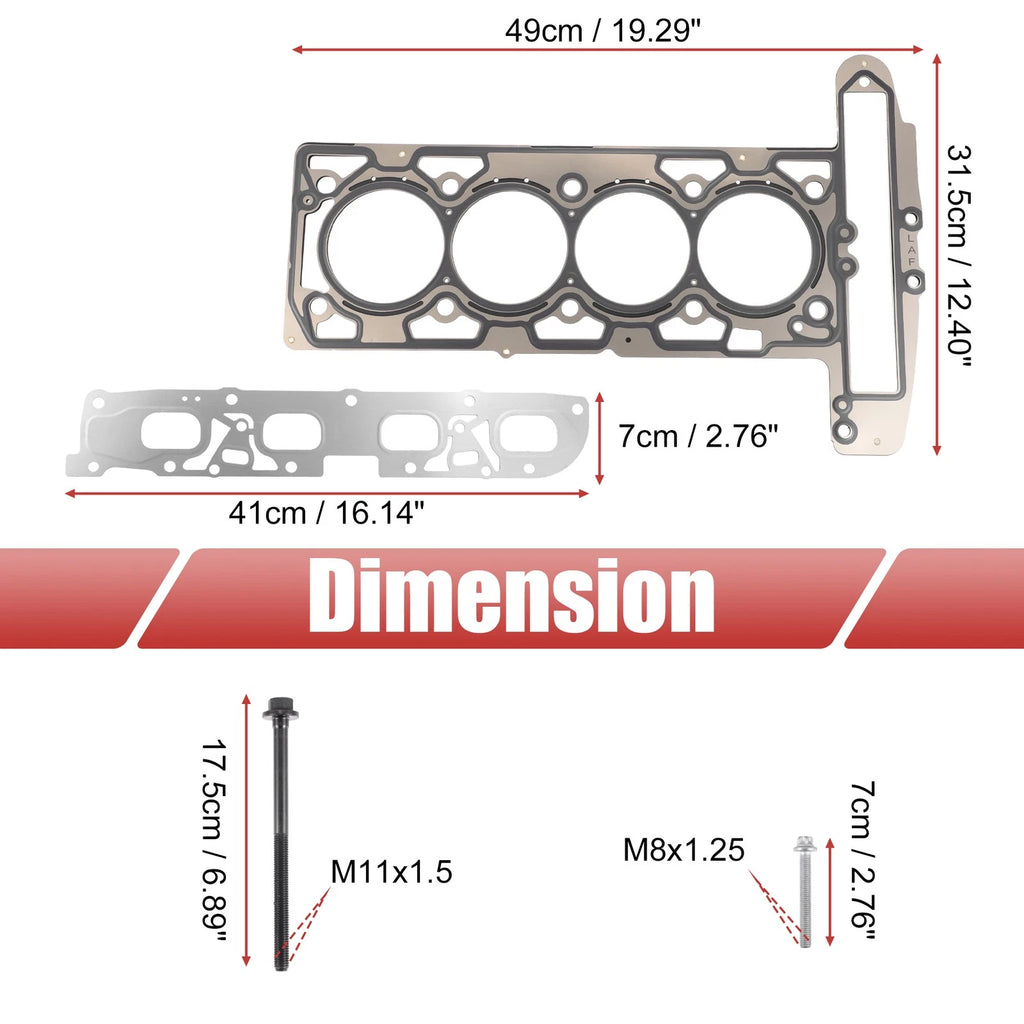 Set of 1 Cylinder Head Gasket with Bolts for Chevy Equinox (2010–2017)