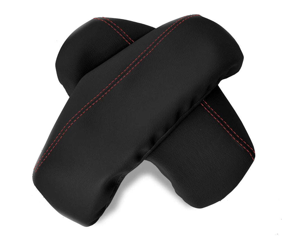 Armrest Cover for Audi A8 (2011–2017) Leather Black Red Stitch