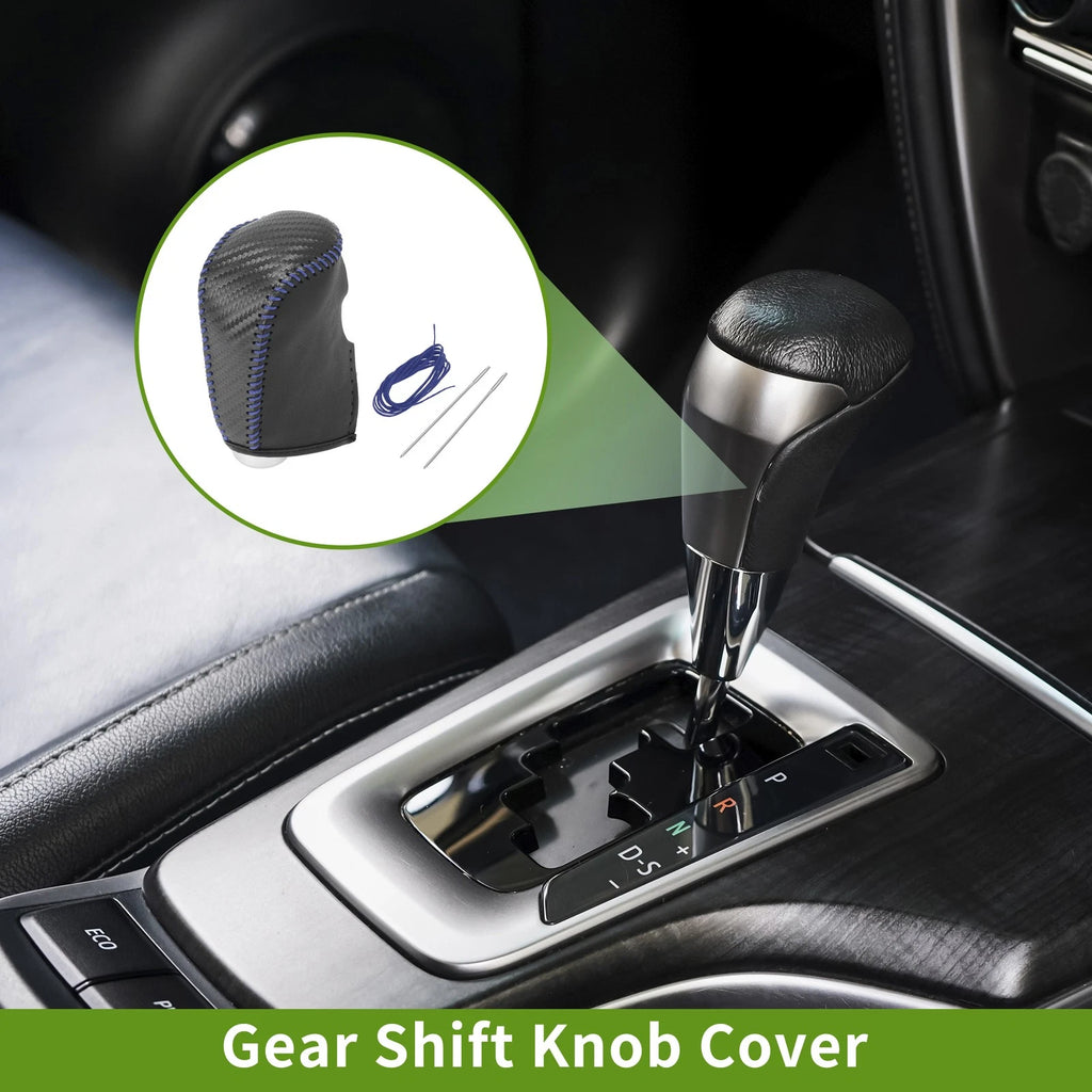 Gear Shift Knob Cover for Nissan Altima (2013–2018) Black Carbon Fiber Blue