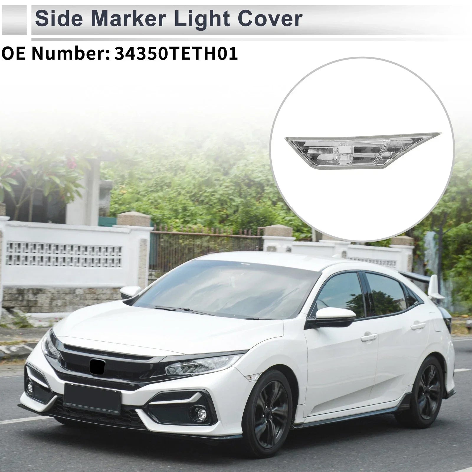 Left Side Marker Light Cover for Honda Civic (2016-2021) - 1 x Clear Lens