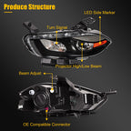 Headlight Assembly for Dodge Dart (2013–2016) Left & Right