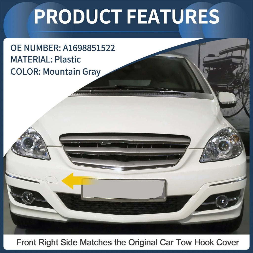 Front Bumper Tow Hook Cap for Mercedes-Benz B-Class (A1698851522) Mountain Gray