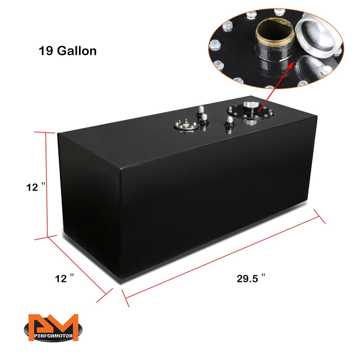 19 Gallon Aluminum Fuel Cell for Universal Applications (Gas Tank + Sender + Cap)