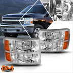 Headlight Lamp Replacement for Chevy Silverado (2007–2014) Chrome Housing