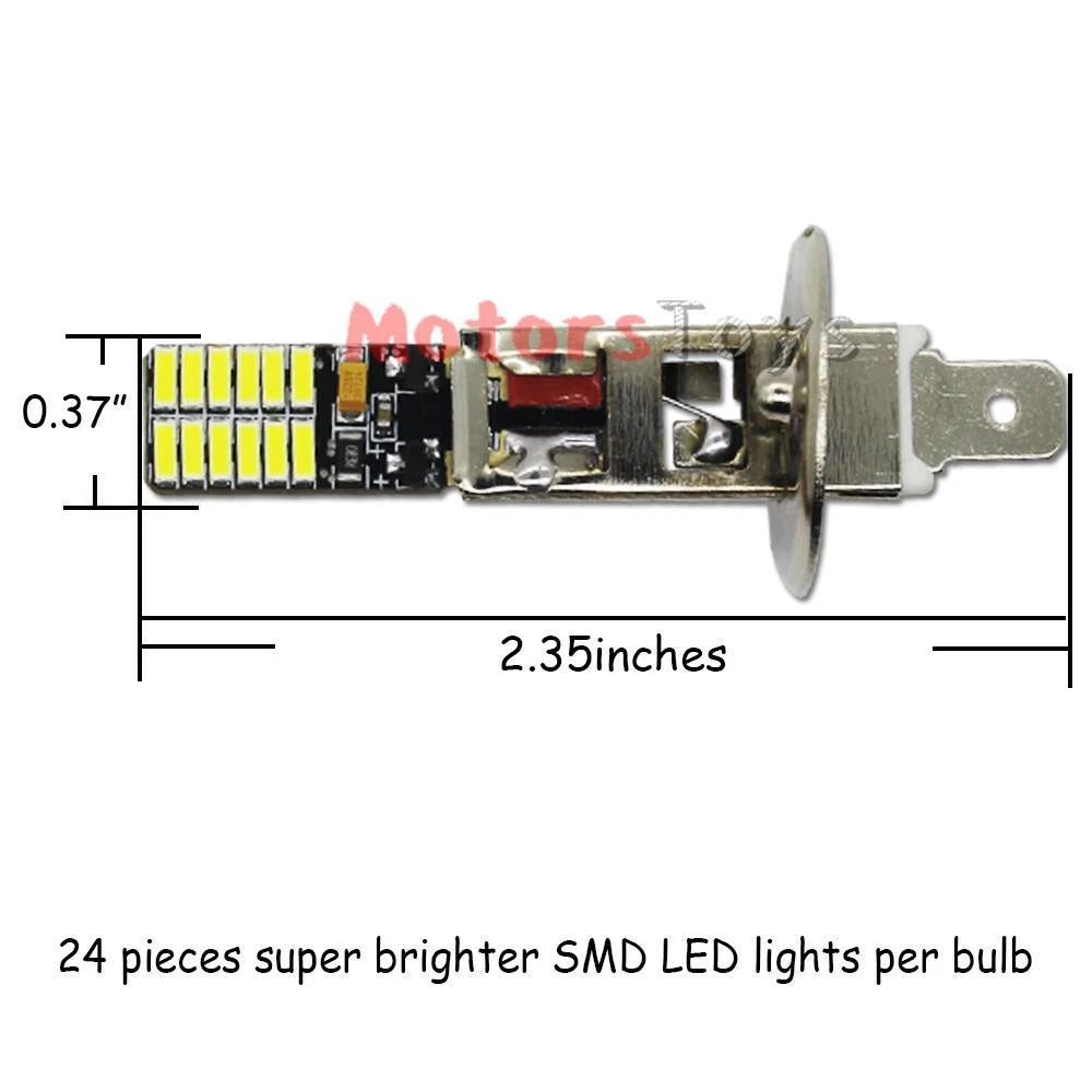 2X HID White 24-SMD H1 LED Replacement Bulbs for Fog Lights