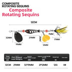 Rotating Spinner Fishing Lure 12g with Electroplated Blades