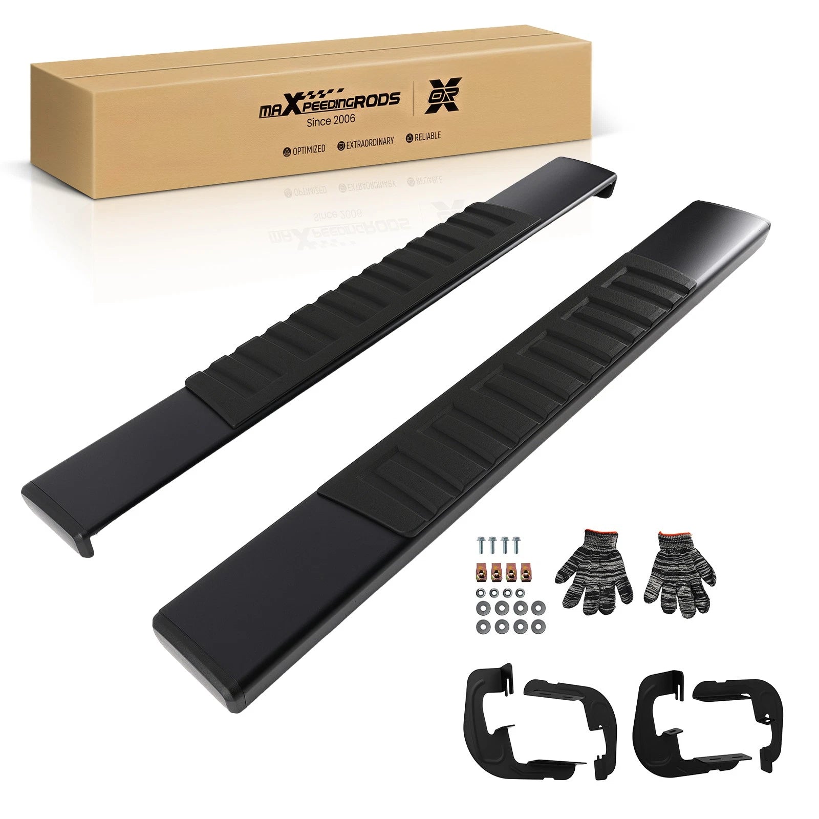 Black Side Step Running Boards for Silverado Sierra HD (2007–2019)