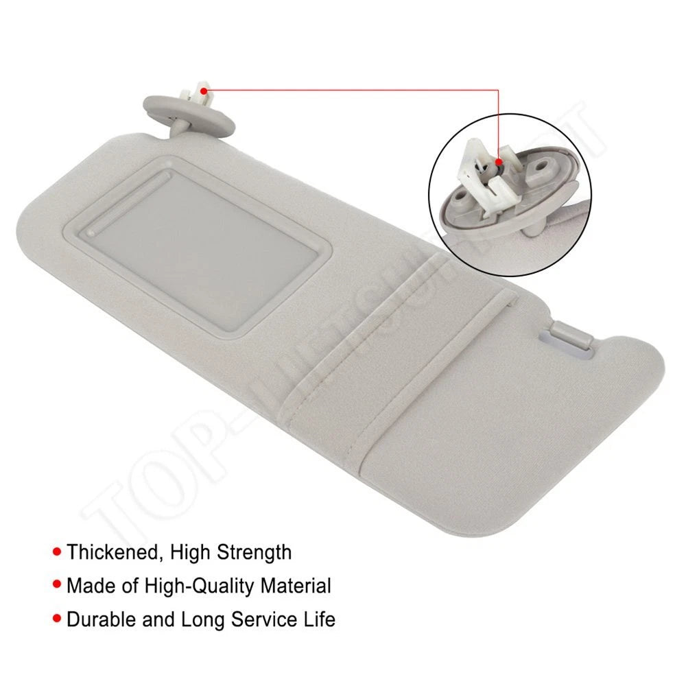 Left Driver Side Sun Visor for Toyota Venza (2009–2016) Light Gray