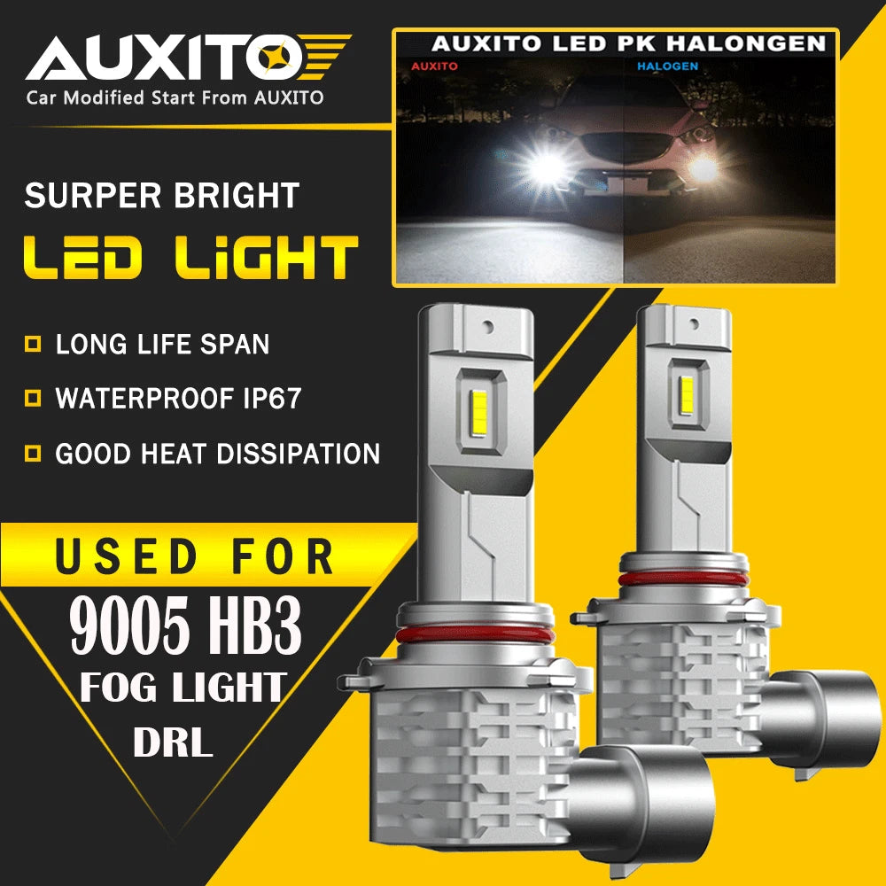 2X 9005 HB3 LED Headlight Bulbs Kit for High/Low Beam (6500K)