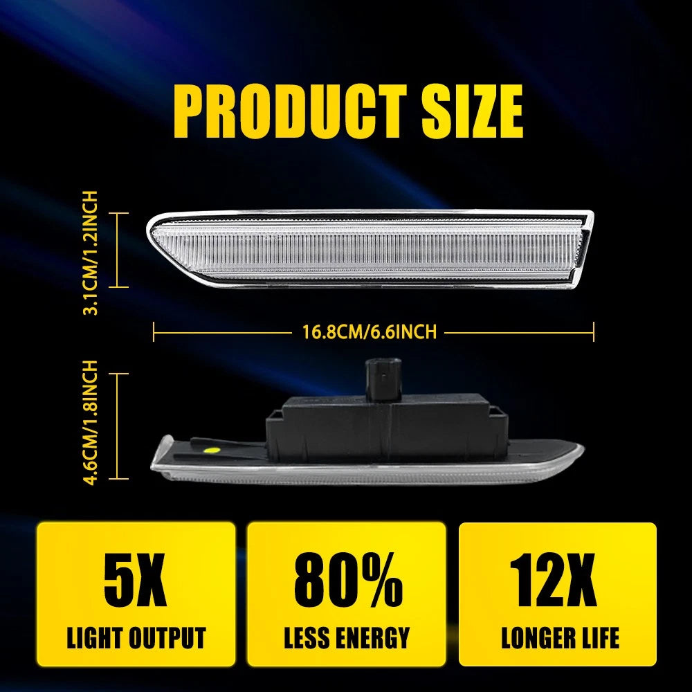 2X Clear Lens LED Fender Side Marker Lights for Acura TL (2004â2008)