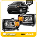 2Pcs Projector Headlights with DRL for GMC Canyon (2015–2022) Black Housing