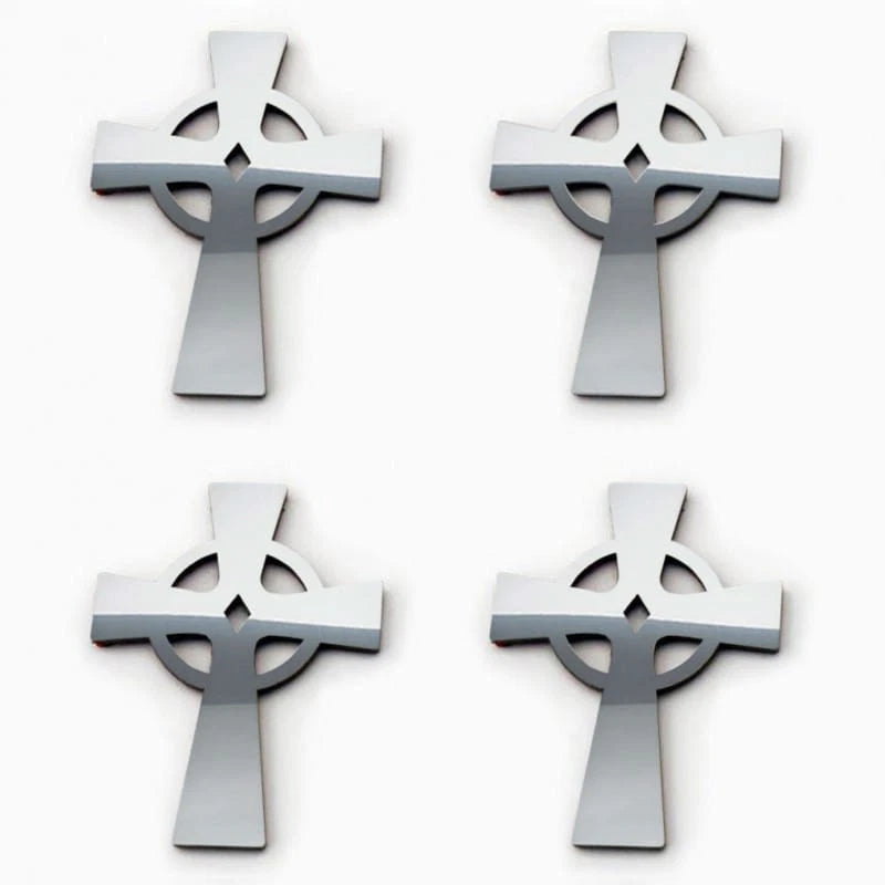 4pc Polished Stainless Steel Celtic Cross Emblem Kit - ACC4681