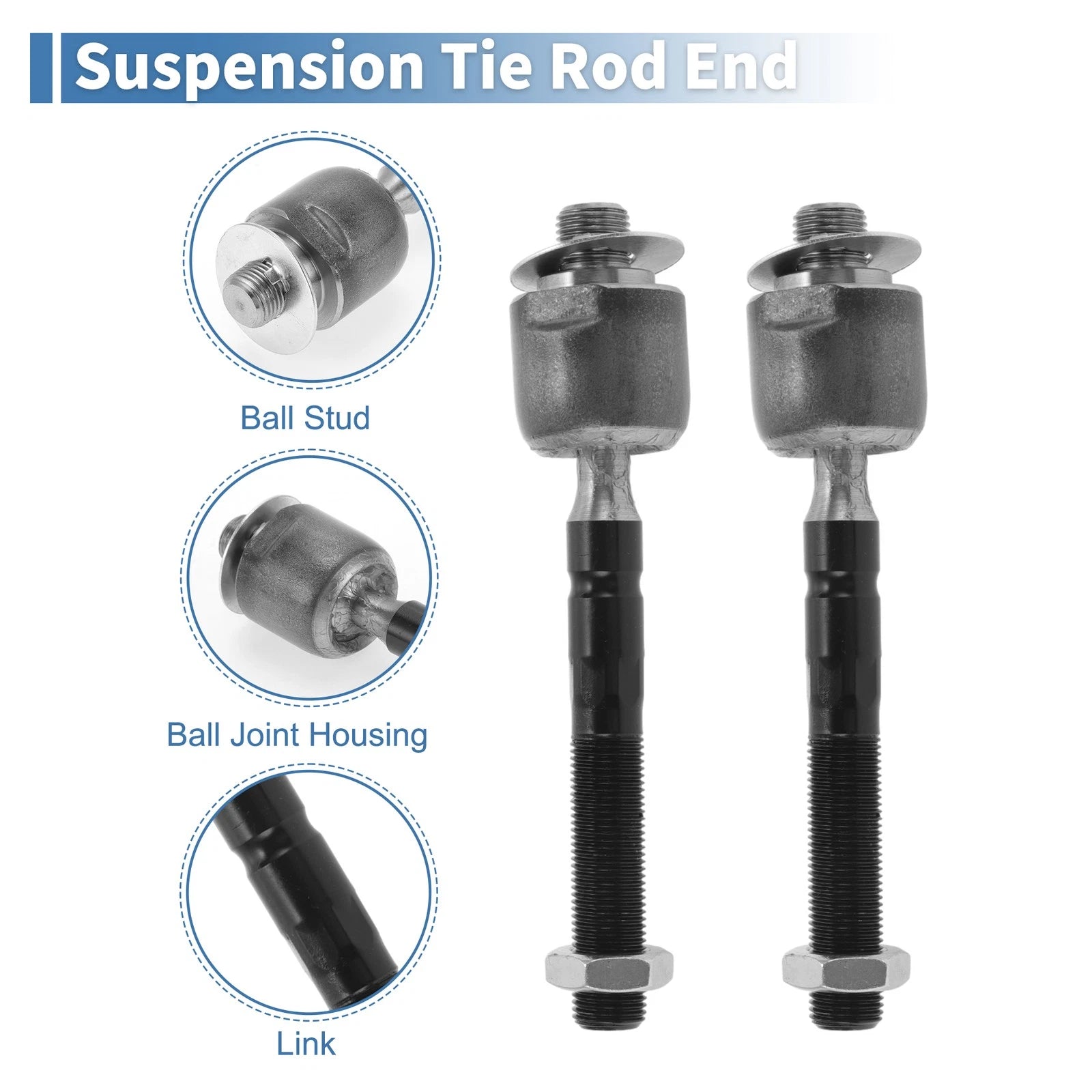 2 Pcs Front Inner Tie Rod End Links for Mercedes-Benz ML320 (1998–2003) EV80689