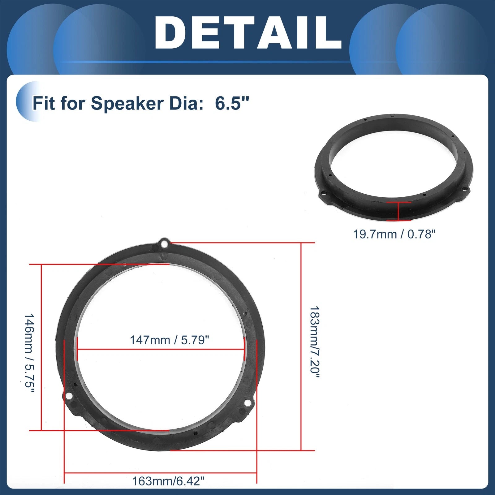 Set of 2 Speaker Spacer Rings for Ford Transit Custom (2012–2023)