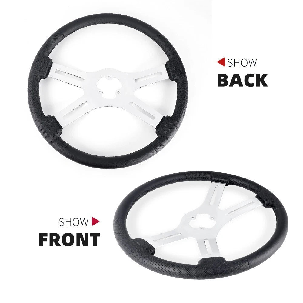 4 Spoke 18" Leather Steering Wheel for Freightliner Kenworth Peterbilt Volvo