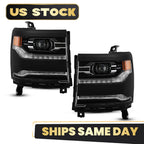 Full LED Headlight Set for Chevy Silverado 1500 (2016–2018) W/Module
