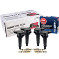 Set of 4 Ignition Coils & Spark Plugs for Hyundai Kia (Hitachi, NGK)