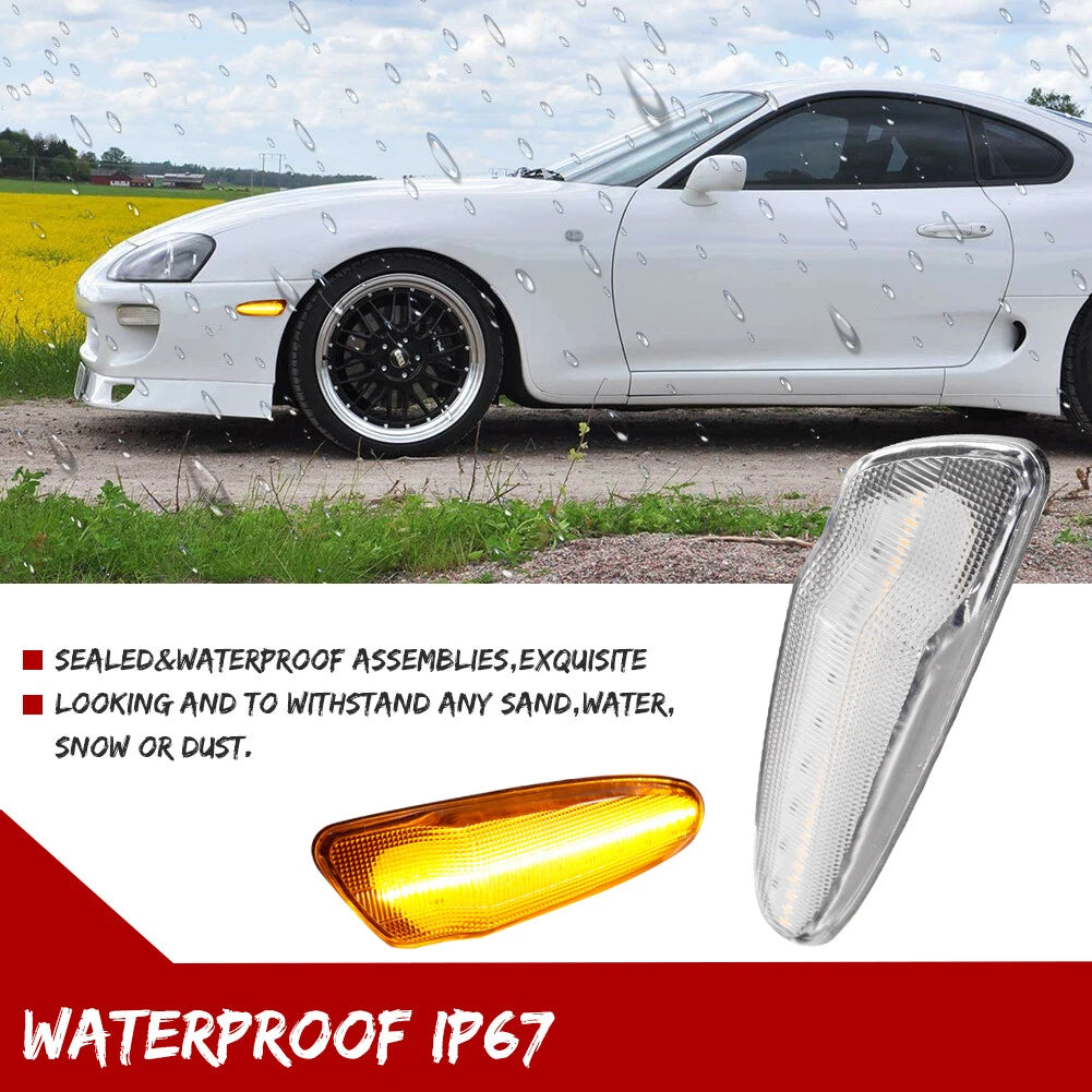 Clear Amber LED Front Bumper Side Marker Lights for Toyota Supra (1997–1998)