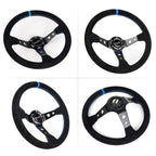 14" Suede Leather Deep Dish Racing Steering Wheel with Quick Release Kit