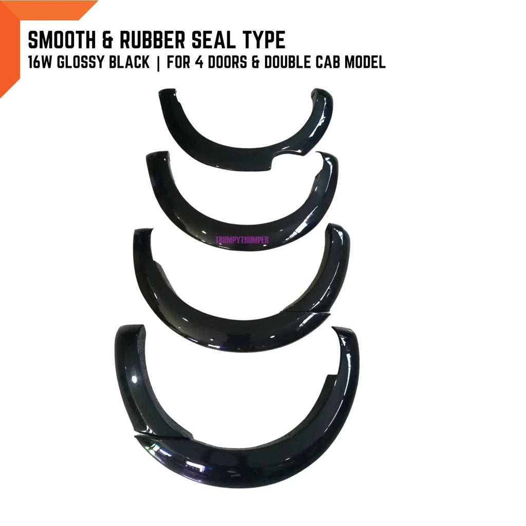 16W Glossy Black Smooth Fender Flares for Ford Ranger PX2 (2015-2018)