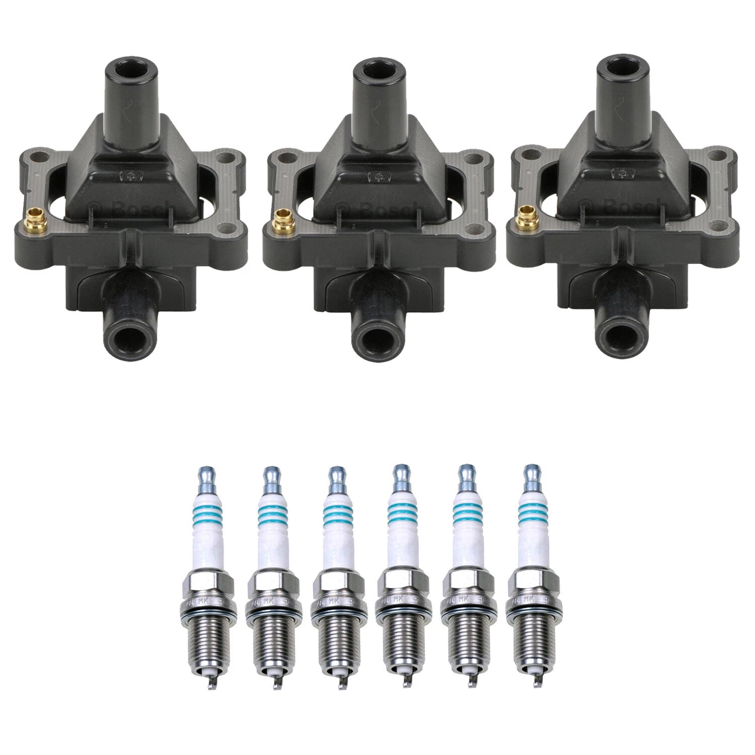 Set of 3 Ignition Coils & 6 Iridium Spark Plugs for Mercedes W124 W202 R129