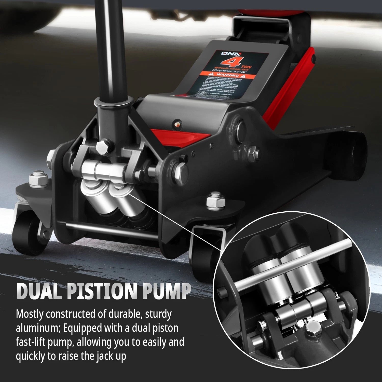 4.5-20in Hydraulic Lift Floor Jack for Universal Use (8000lbs Capacity)