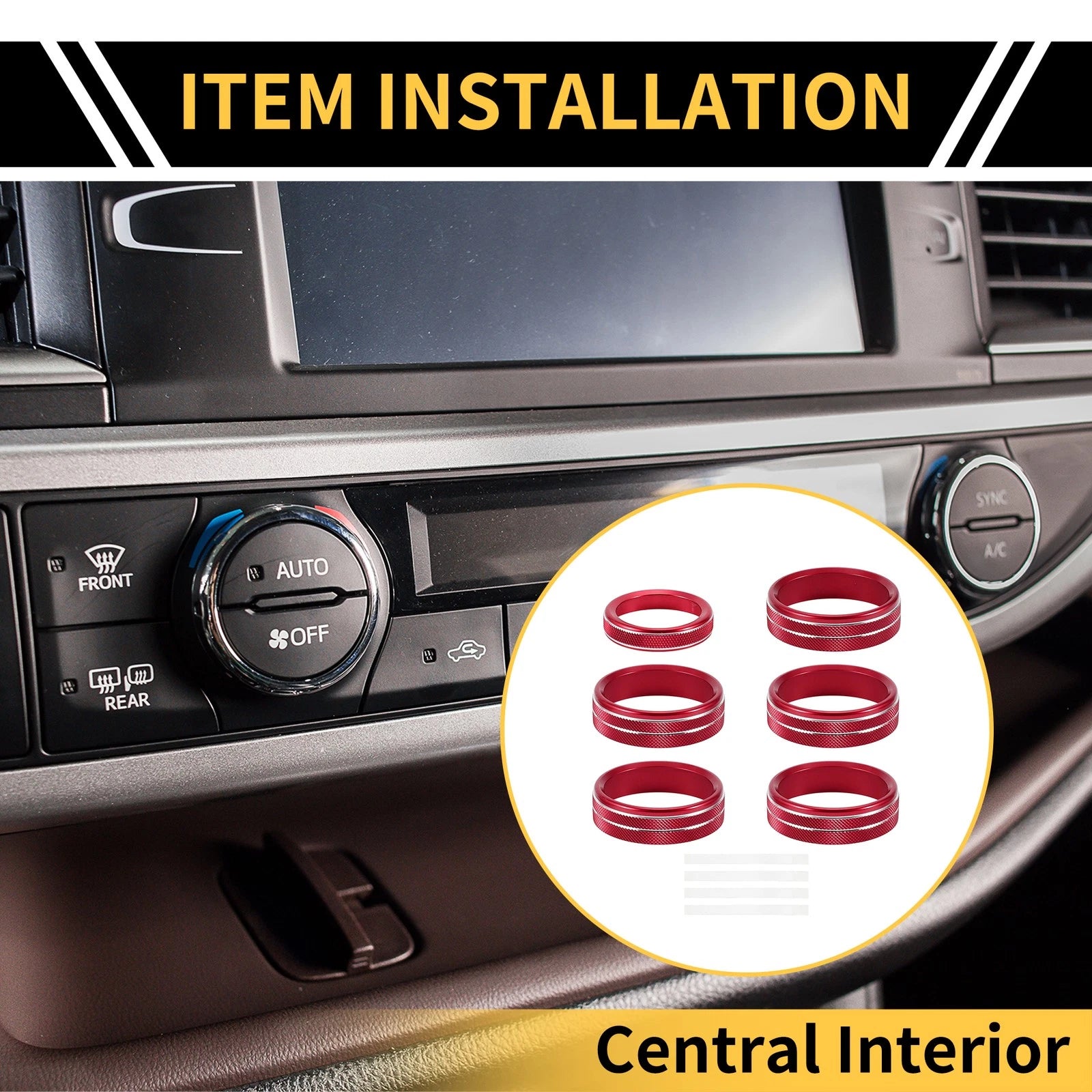 Air Conditioner Switch Knob Cover Ring for Ford F-150 (2015–2023) Red