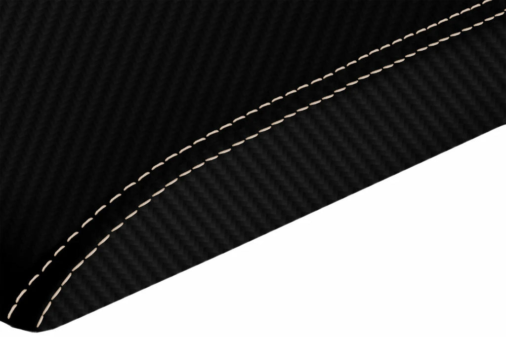 Console Lid Armrest Cover for Ford Flex (2009–2019) Carbon Fiber Beige Stitch