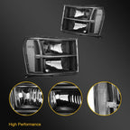 2X Headlight Assembly for GMC Sierra 1500 (2007–2014) Black Housing