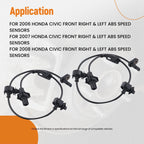 2X ABS Wheel Speed Sensor for Honda Civic (2006–2011) 5S7512 90558 ABS1119