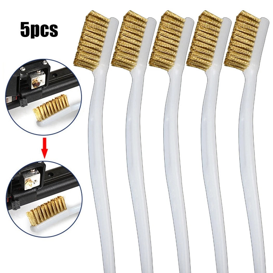 Set of 5 Brass Wire Brushes for Cleaning (170mm x 8.5mm x 20mm)