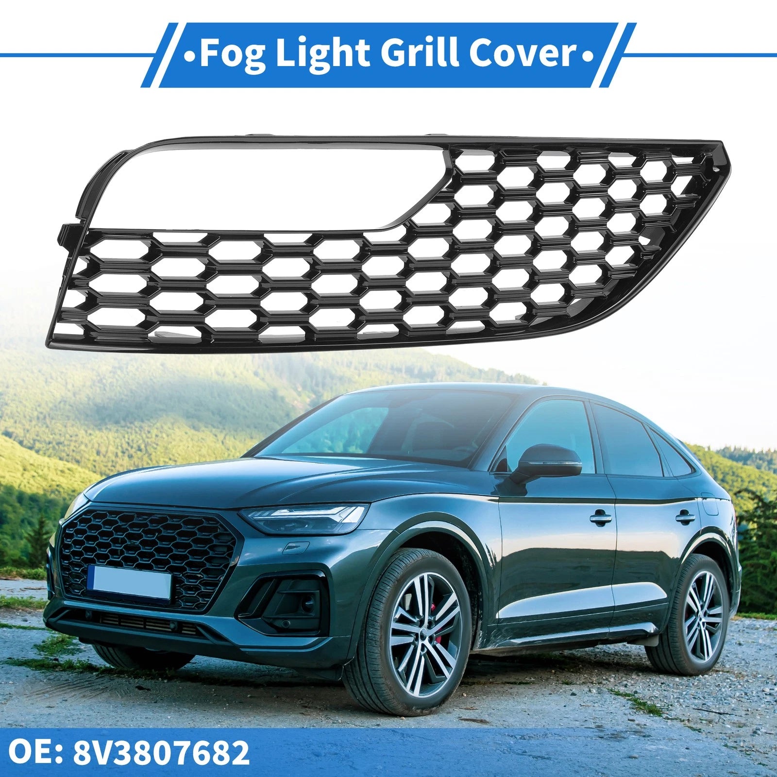 1pc Fog Light Grill for Audi A3 (2012–2016) No. 8V3807682 Black