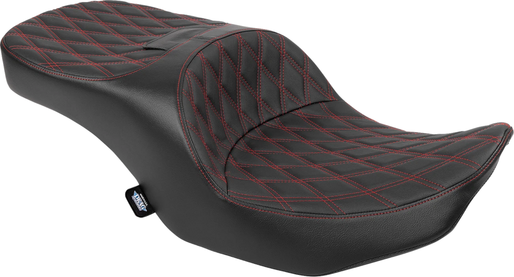 Freedom Seat for Harley-Davidson (2014–2023) - Black Vinyl, Red Stitch