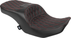 Freedom Seat for Harley-Davidson (2014–2023) - Black Vinyl, Red Stitch