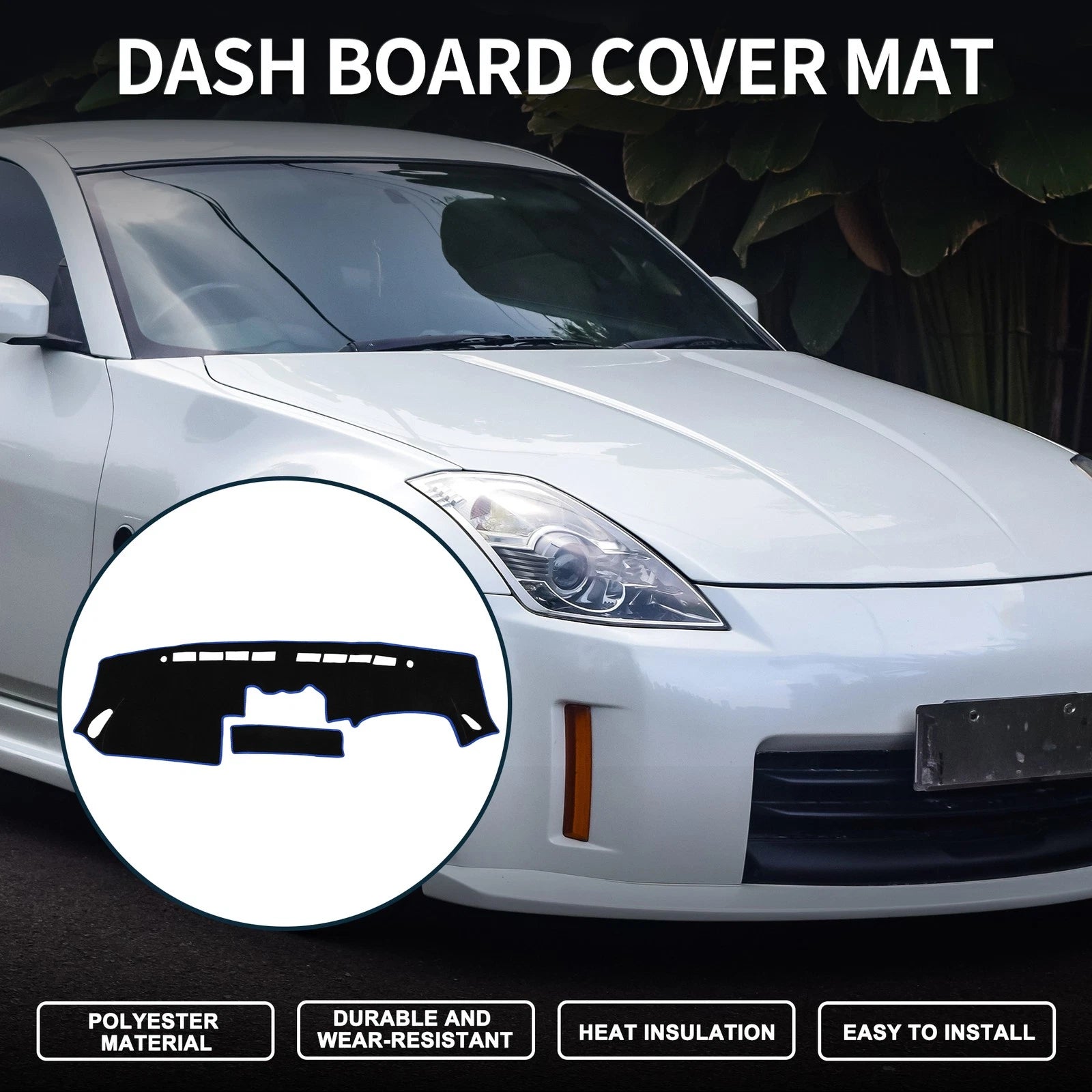 Dashboard Cover Mat for Nissan Fairlady Z33 350Z (2002–2008) Black Blue