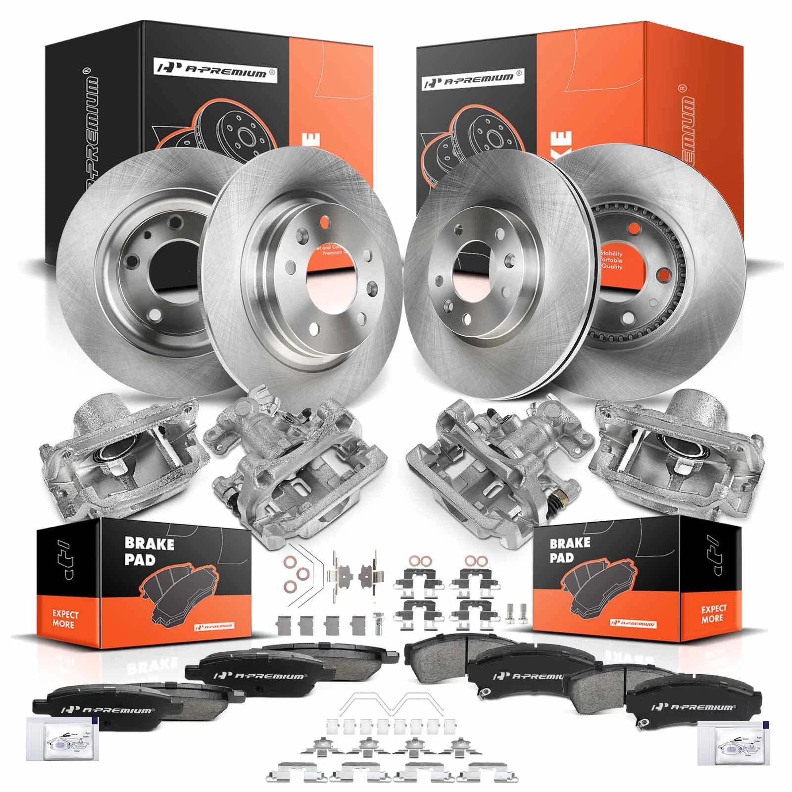 Set of 16 Drilled Brake Rotors and Pads for Ford Lincoln