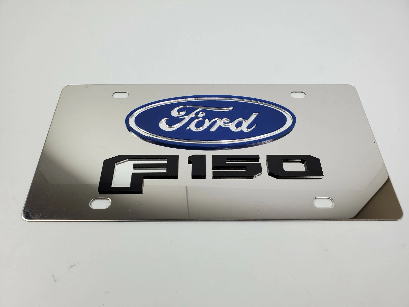 Metal Vanity License Plate 3D Blue Ford Oval Emblem for Ford F150 (2015–2020)