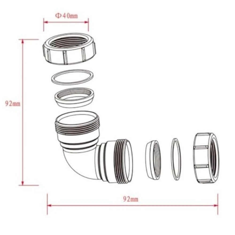 40mm PVC Pipe Adapter for Bathtub Drain Kitchen Sink Shower Waste Pipe