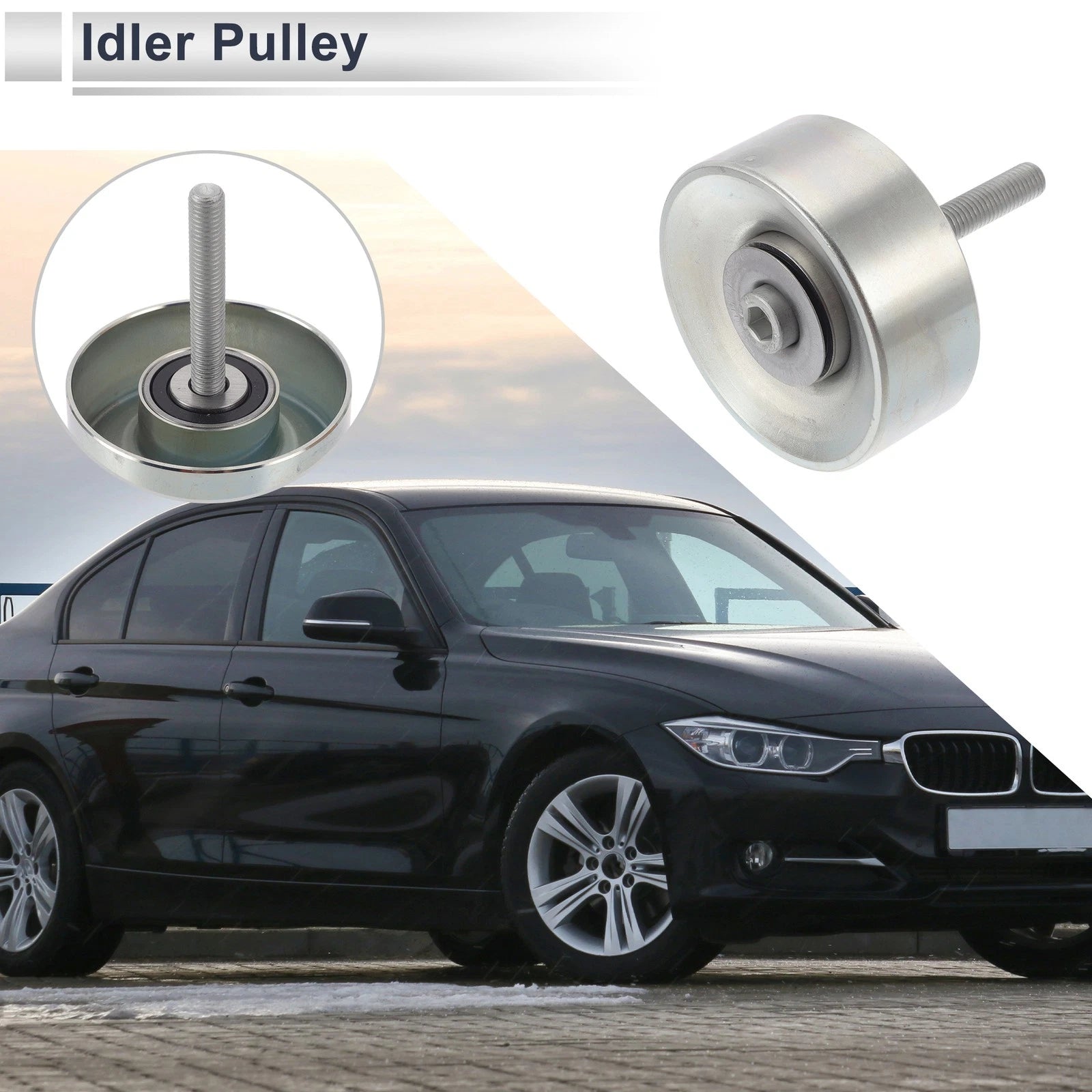 Drive Belt Idler Pulley for Audi Q7 (2011–2019) No. 06E903341H Silver Tone