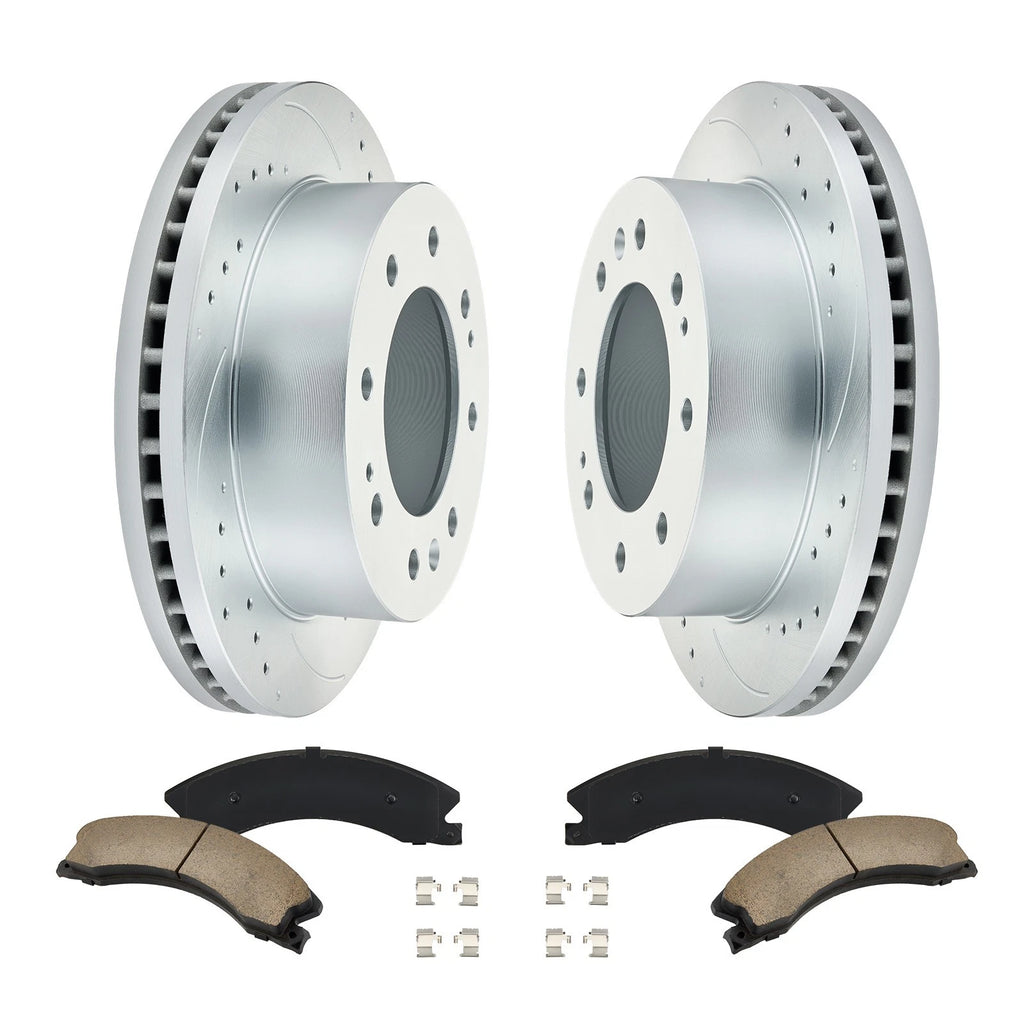 Front and Rear Drilled Rotors and Ceramic Brake Pads for 2007-2016 Honda CR-V (2.4L)