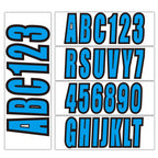 Set of 4 Blue Decal Stickers A-Z & 0-9 for Boat Numbers 3"