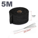 5M Black Exhaust Heat Wrap Roll for Motorcycle Heat Shield Tape