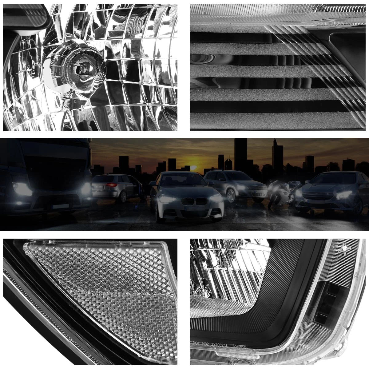 Headlight Replacement for Toyota Highlander (2008–2010) Black Housing Clear Corner