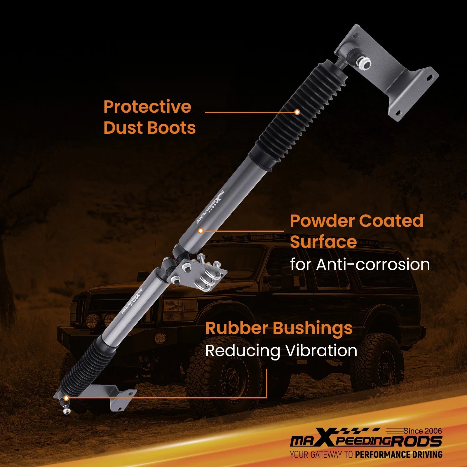 Dual Steering Stabilizer for Ford F-250 F-350 Excursion 4WD (2000–2005) w/Dust Cover
