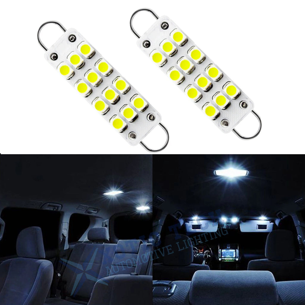 2x Super Bright 6000K White Festoon LED Cargo Dome Bulbs for 44mm Rigid Loop (2017–2025)